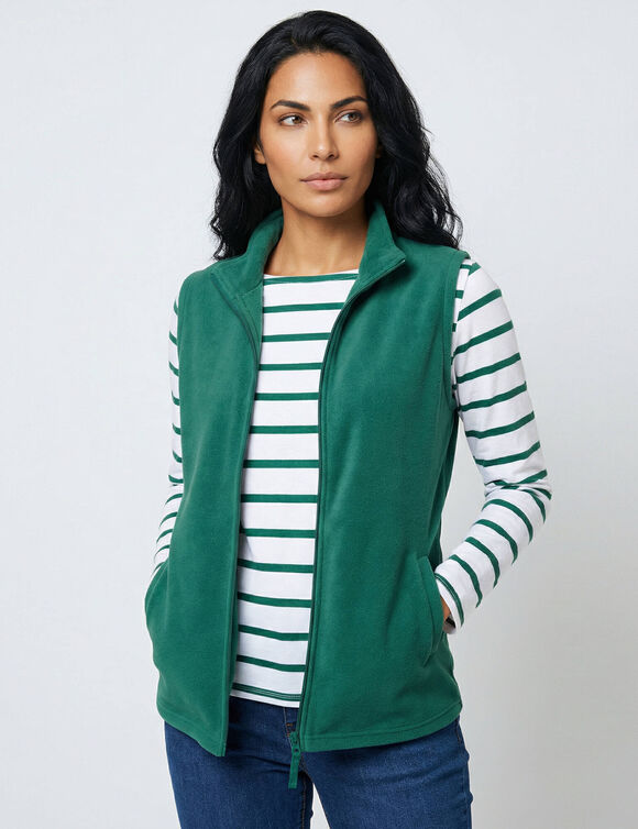 Veste zipp&eacute;e maille polaire, sans manches (vert fonc&eacute;)