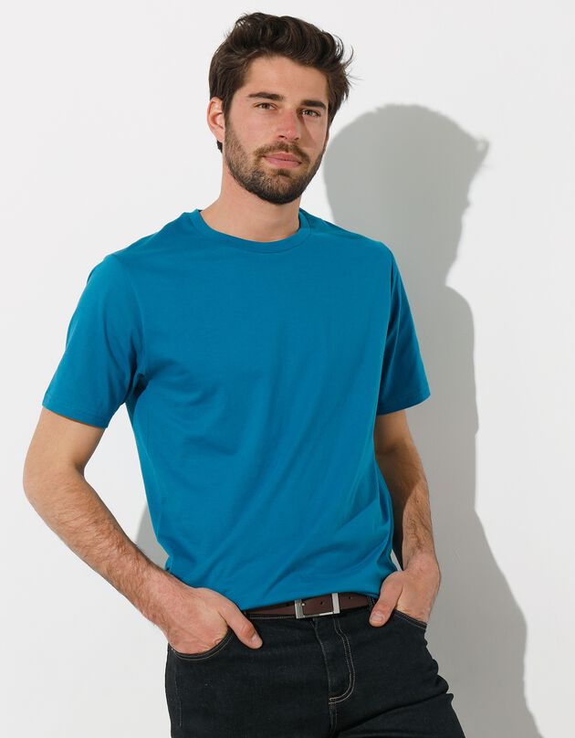 T-shirt col rond manches courtes - lot de 3 (bleu + marron + gris)