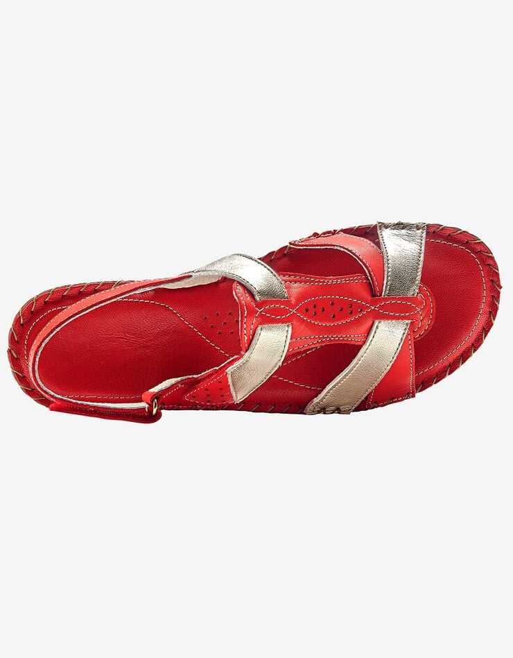 Sandales bicolores en cuir extra souple - rouge (rouge)