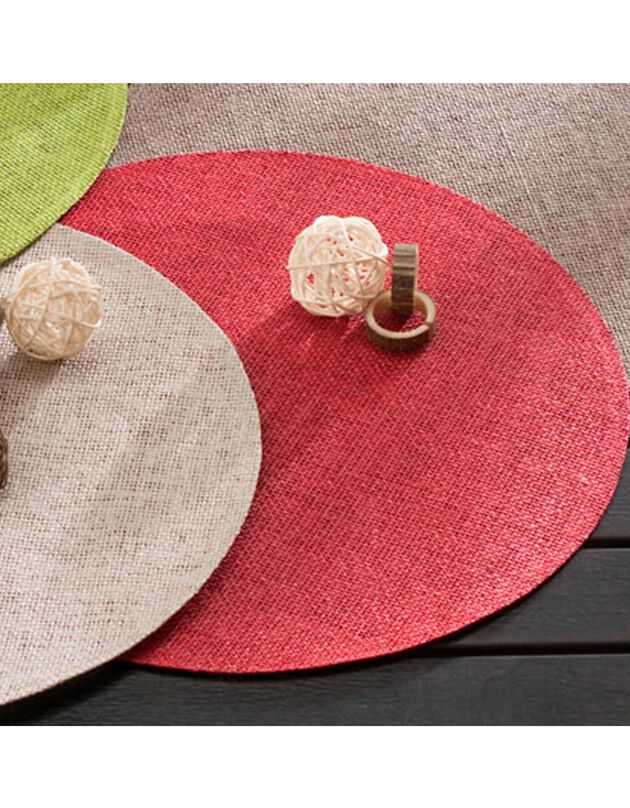 Set de table rond bambou - Lot de 4 (rouge)
