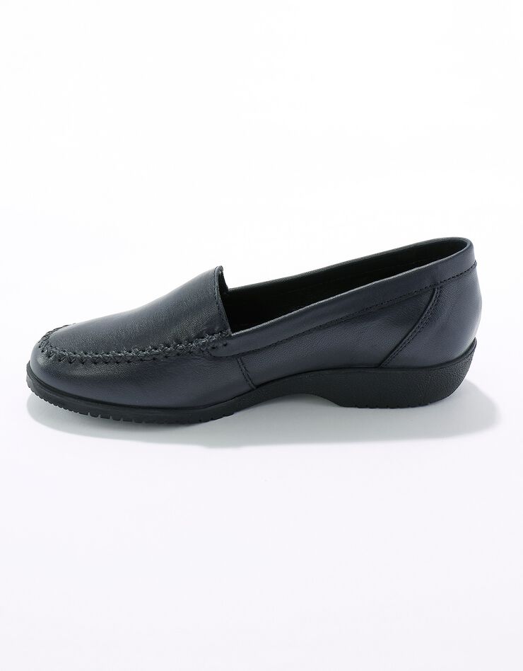 Mocassins largeur confort en cuir souple - uni  (marine)
