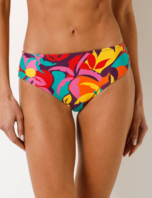 Culotte de bain midi toucher peau de p&ecirc;che, imprim&eacute; Cayetana (multicolore)
