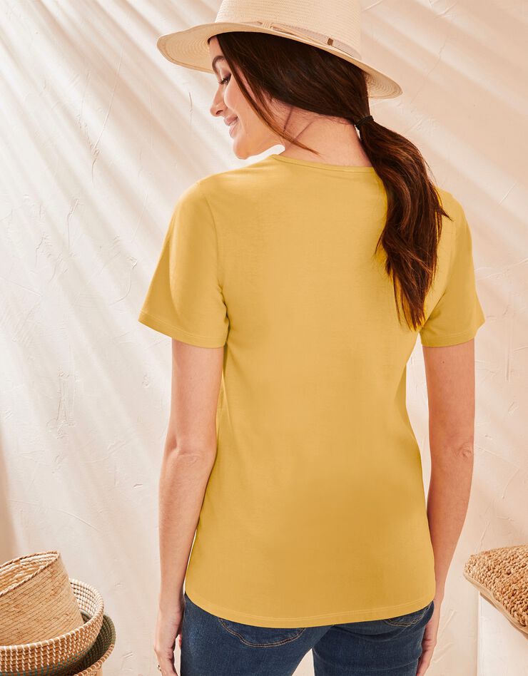 Tee-shirt manches courtes imprimé papillon (miel) Tee-shirt manches courtes imprimé papillon (miel)