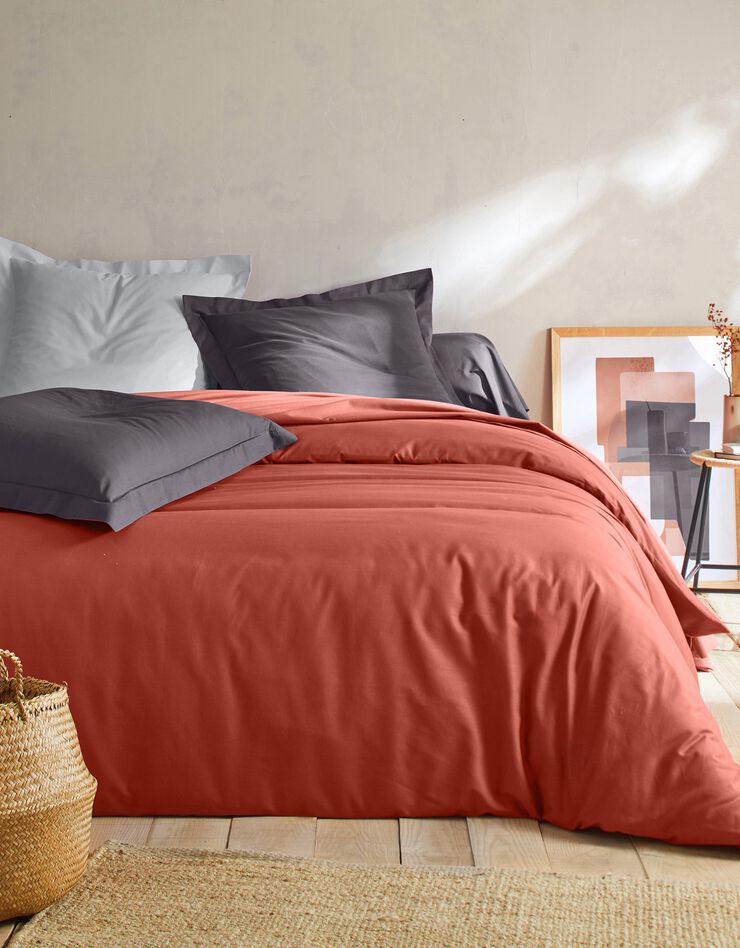 Linge de lit uni polyester-coton Colombine (terracotta)
