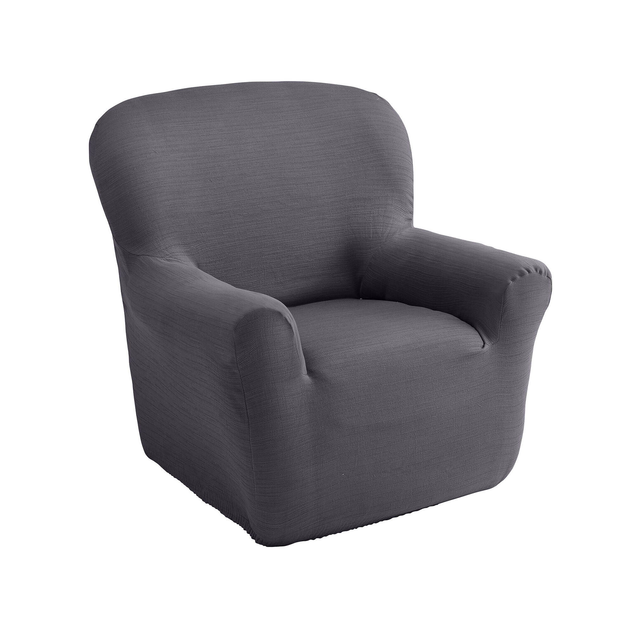 Housse De Fauteuil Extensible En Jacquard - Gris Foncé - Taille Unique Pour Fauteuil 1 Place