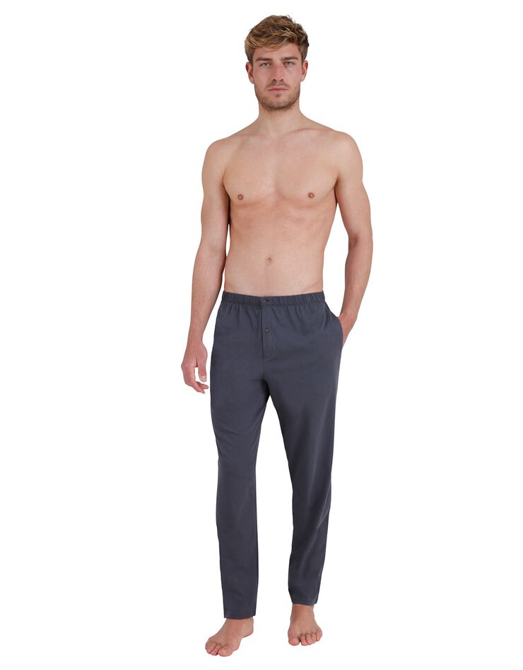 Pyjama tee-shirt rayé boutonné - coton (anthracite) Pyjama tee-shirt rayé boutonné - coton (anthracite)