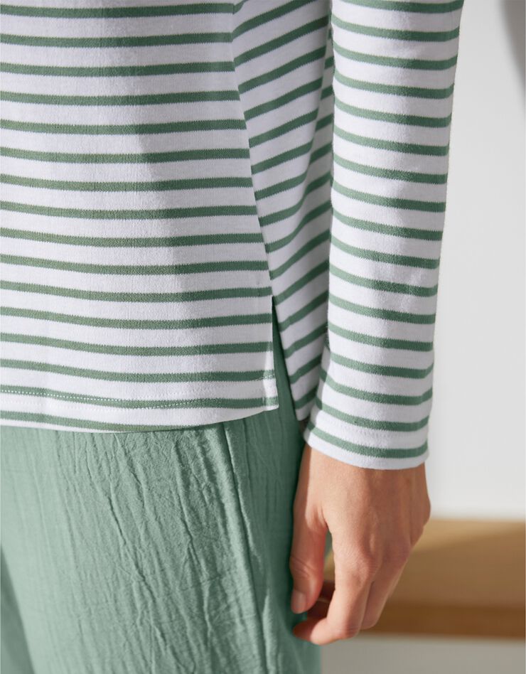 Tee-shirt marinière col bateau (blanc / vert) Tee-shirt marinière col bateau (blanc / vert)