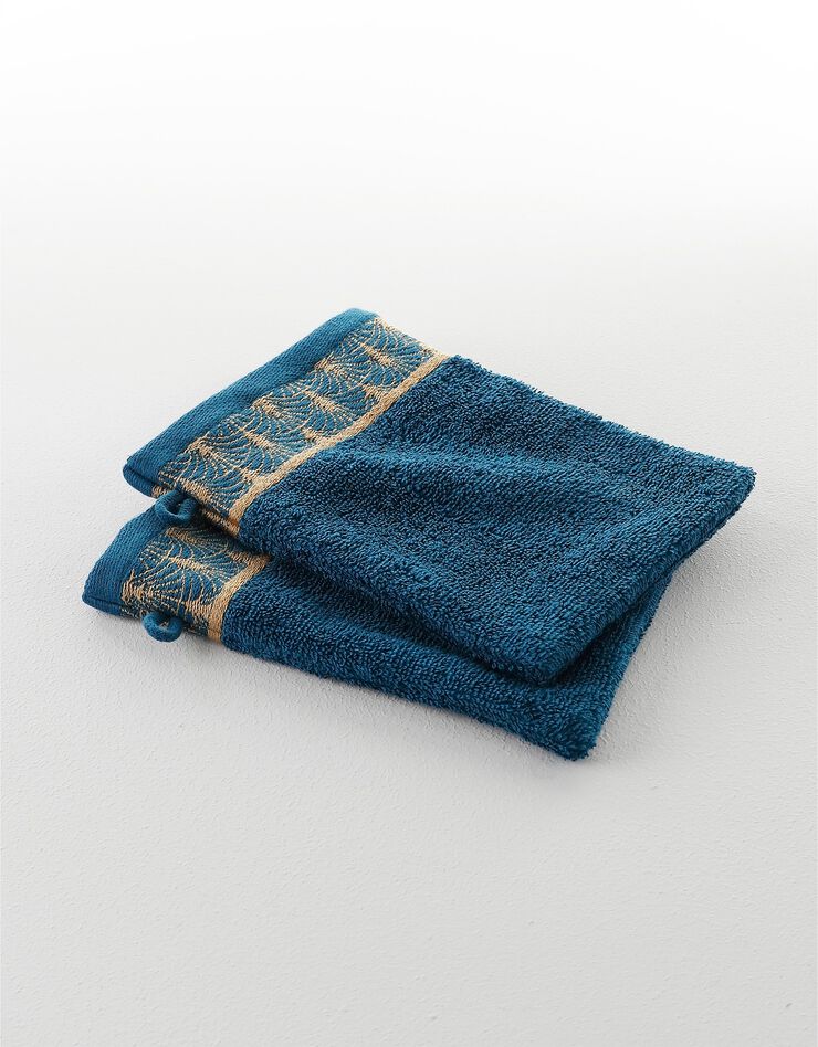 Éponge coton tissé "arches" - 420g/m² (bleu paon)