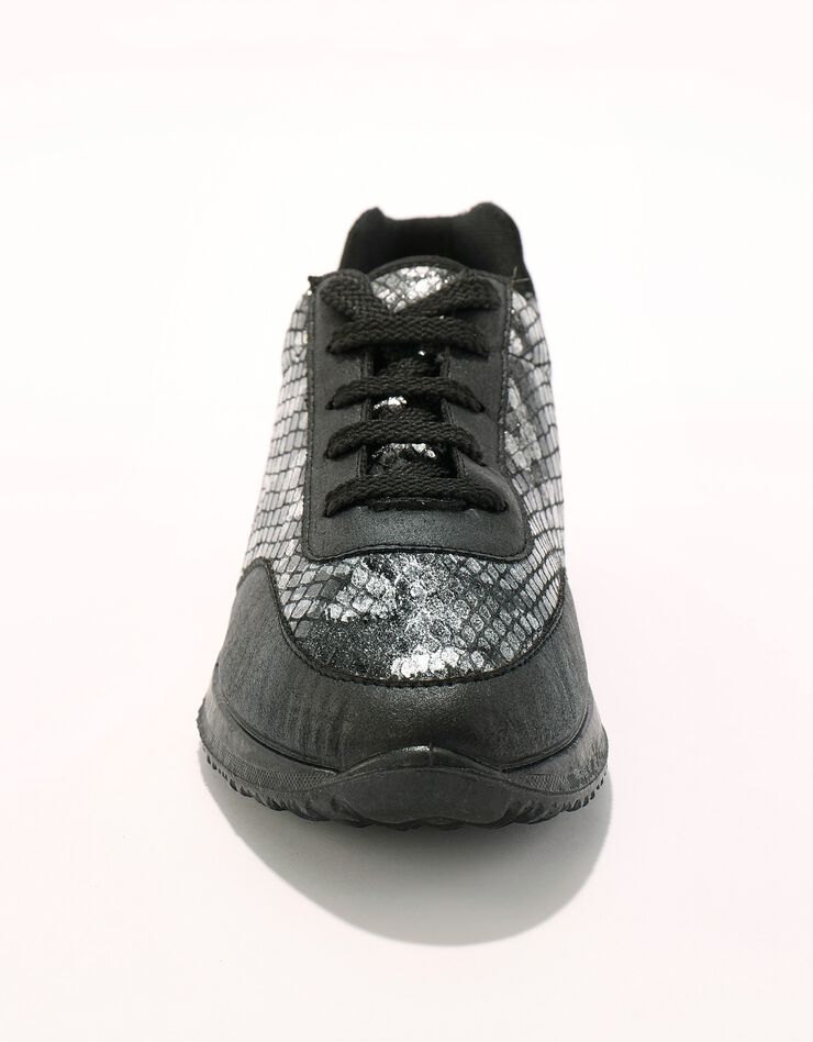 Baskets lacées spécial pieds sensibles en tissu extensible (noir)