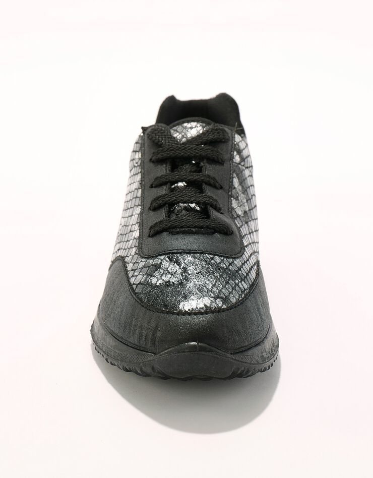 Baskets lacées spécial pieds sensibles en tissu extensible (noir) Baskets lacées spécial pieds sensibles en tissu extensible (noir)