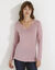 T-shirt chaleur manches longues en laine mélangée (rose grisé)