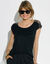 T-shirt maille unie, laçage épaules (noir)