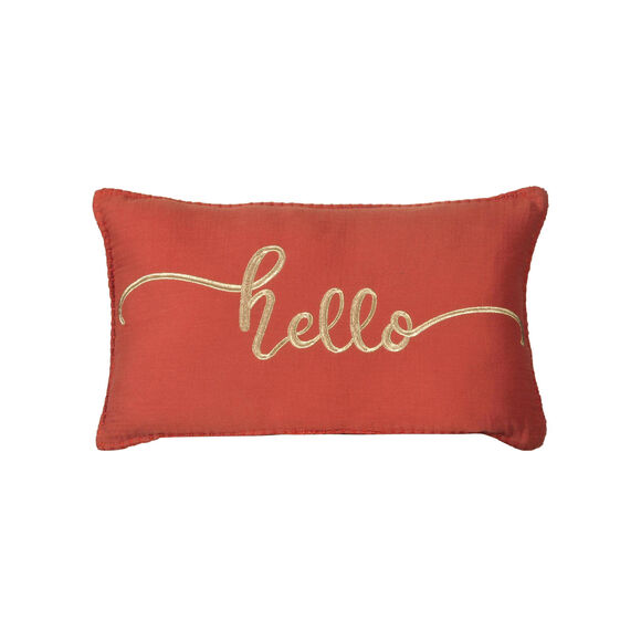 Coussin gaze de coton brodé message (terracotta)