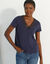 T-shirt col V dentelle (marine)