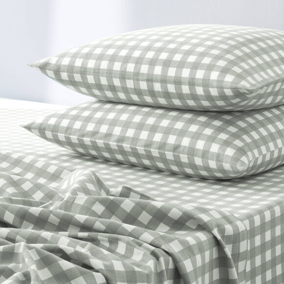 Linge de lit Lou en flanelle imprim&eacute;e (kaki clair)