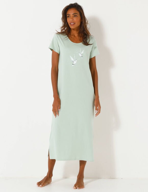 Chemise de nuit longue Oiseaux (tilleul)