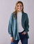 Gilet long porter ouvert, maille anglaise toucher doux (vert sauge)