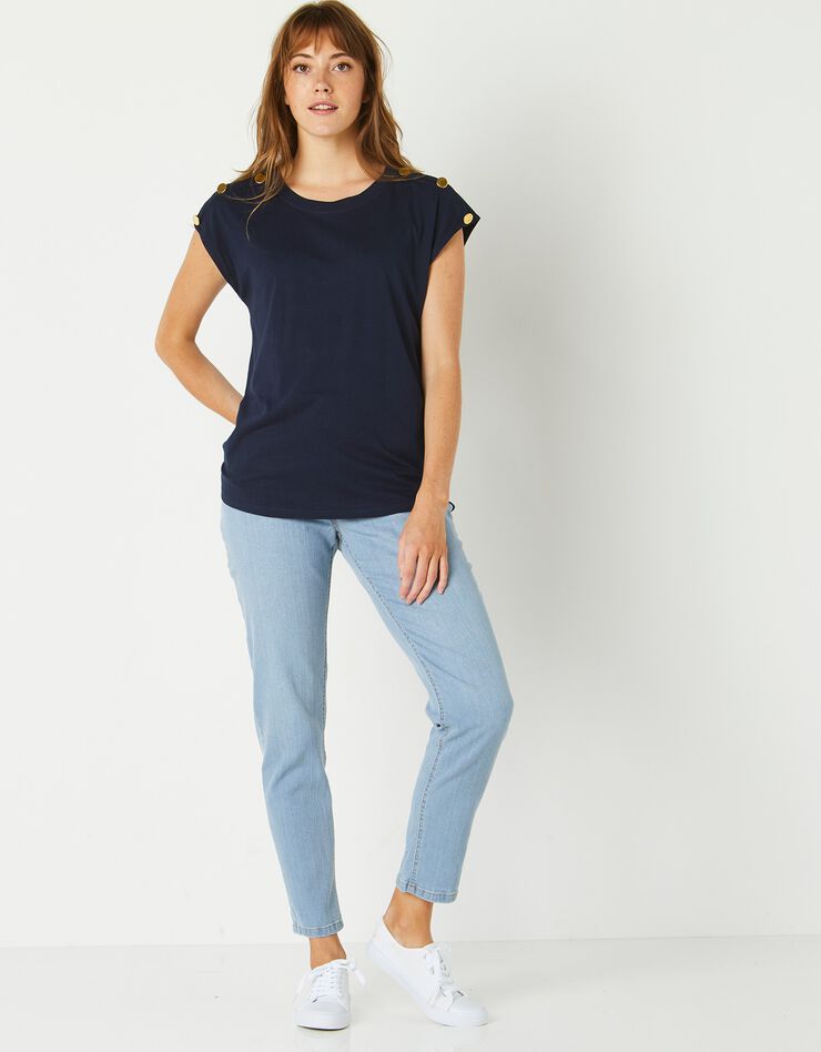 Tee-shirt épaules boutonnées (marine) Tee-shirt épaules boutonnées (marine)