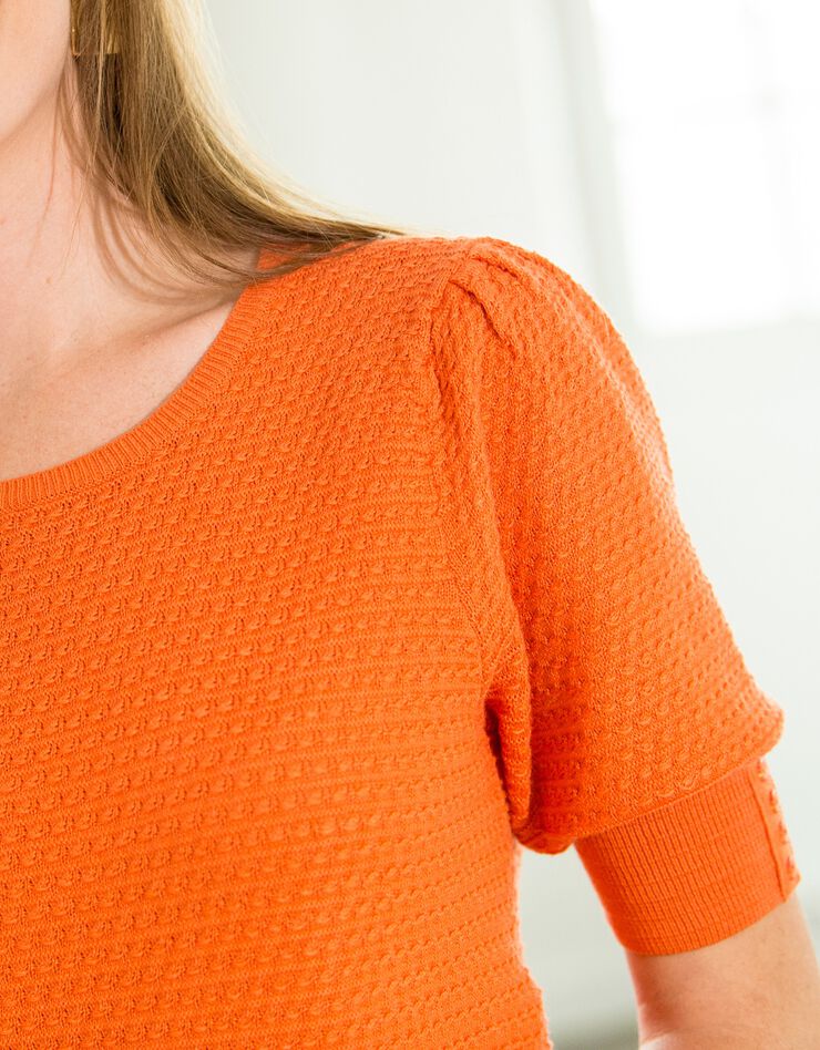Pull boutonné manches coude base resserrée (mandarine) Pull boutonné manches coude base resserrée (mandarine)