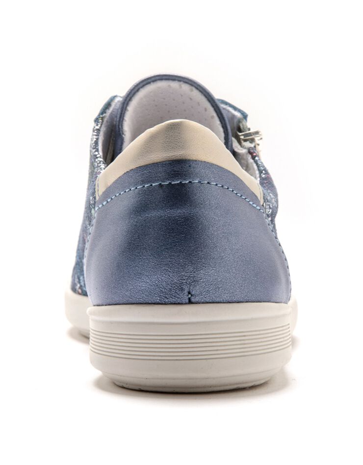 Baskets dessus cuir bi-matière - grande largeur (bleu)