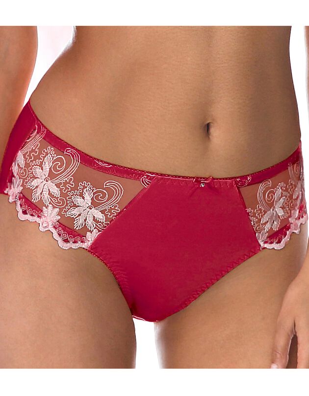 Culotte maille satinée et tulle brodé Calenca (cerise)