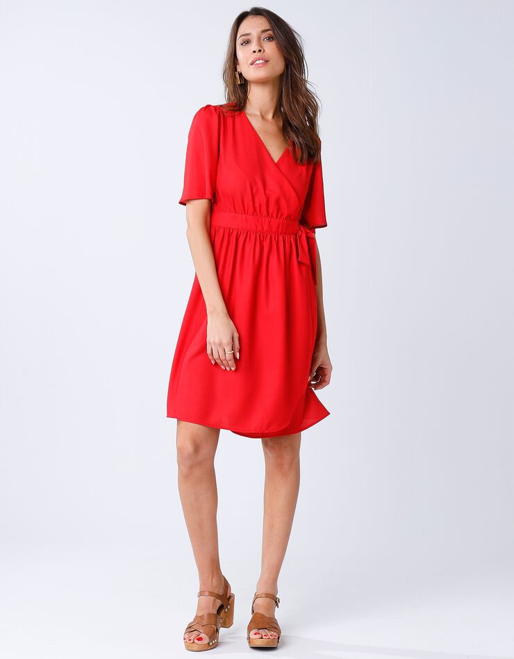 Robe cache-coeur unie portefeuille (rouge)