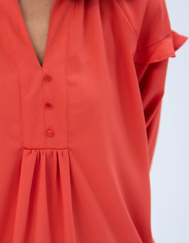 Robe forme housse volantée unie en polyester recyclé(1) (paprika)