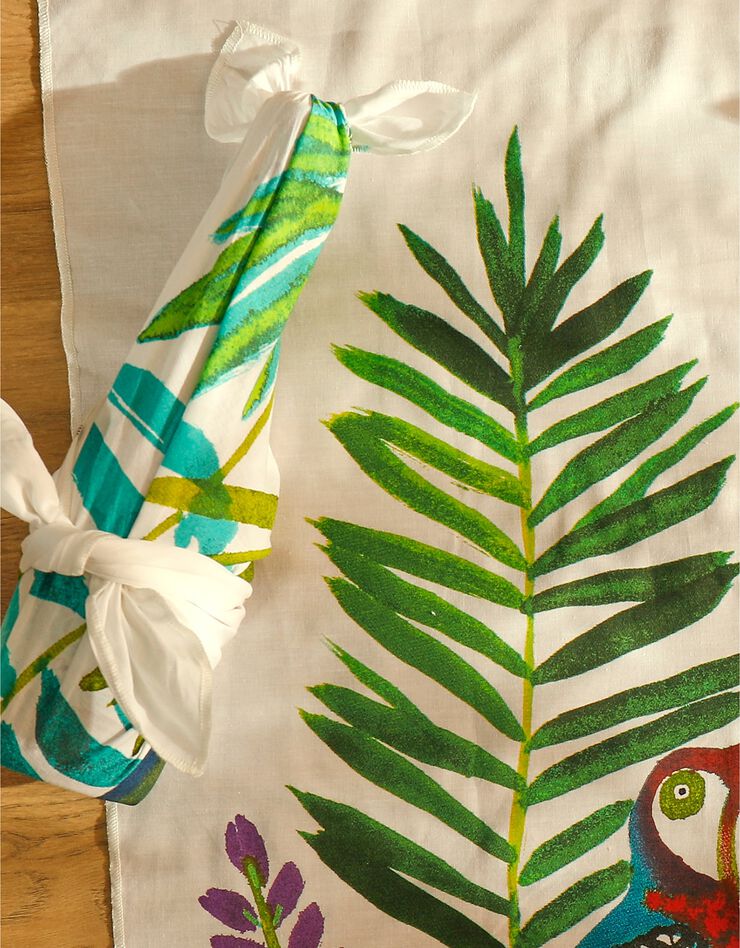 Tissu cadeau furoshiki imprimé taille S, lot de 4 - collection upcycling (blanc / vert) Tissu cadeau furoshiki imprimé taille S, lot de 4 - collection upcycling (blanc / vert)