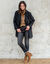 Manteau mi-long &agrave; col tailleur, boutonnage crois&eacute; (noir)