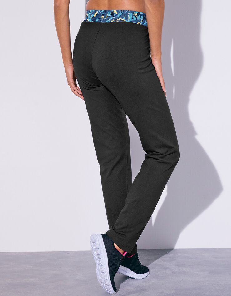 Pantalon droit à taille imprimée (noir / turquoise) Pantalon droit à taille imprimée (noir / turquoise)