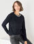 Pull maille poilue décolleté strass (noir)
