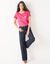 T-shirt uni brodé coeur manches courtes (rose)