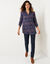 Tunique longue col chemise, imprimé cachemire (bleu / violine)
