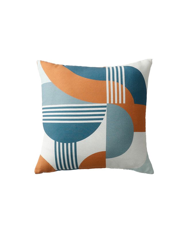 Housse de coussin imprimé art déco - lot de 2 (bleu / caramel)