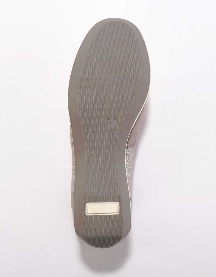 Baskets zippées compensées en cuir femme (gris clair)