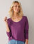 T-shirt col rond manches longues uni (violet)