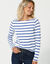 T-shirt marinière manches longues, coton biologique(**) (blanc / bleu)