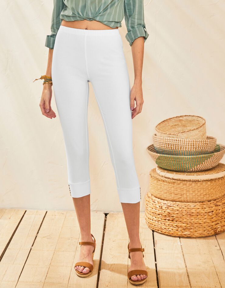 Legging 3/4, bas boutonné, blanc Blancheporte