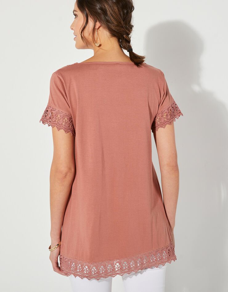 Tee-shirt macramé fantaisie (rose thé) Tee-shirt macramé fantaisie (rose thé)
