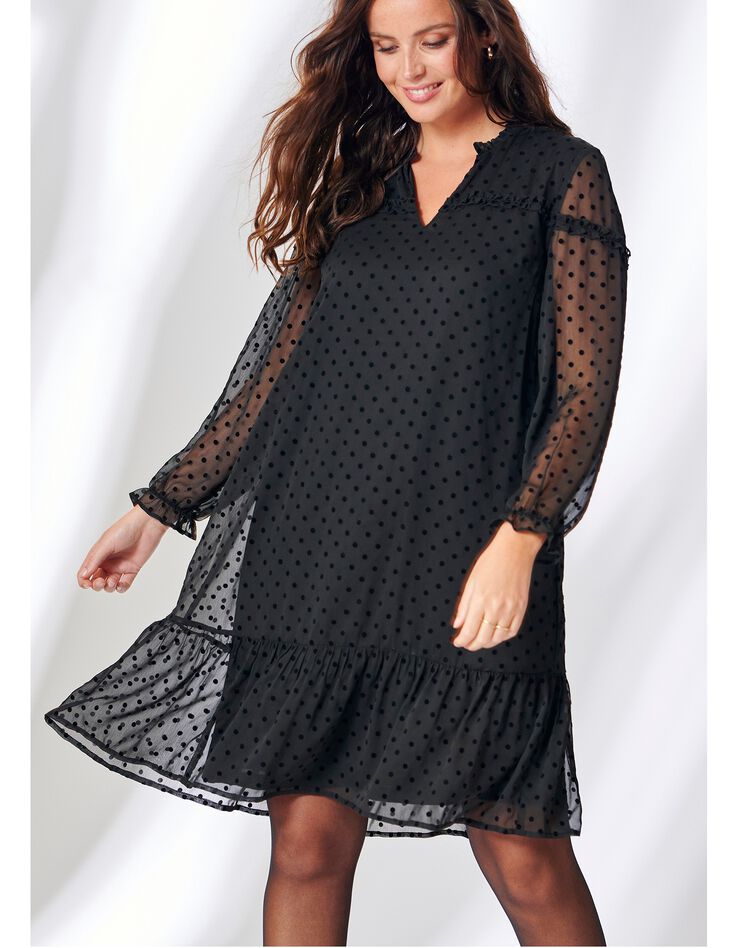 Robe en velours à pois (noir) Robe en velours à pois (noir)
