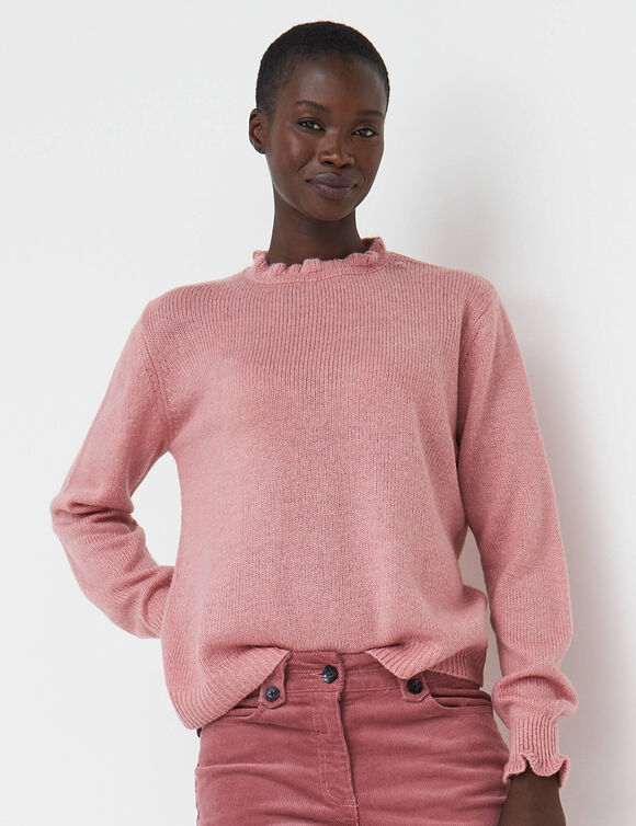 Pull col montant, finition frisotti (rose chin&eacute;)