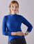 Pull col montant court, maille côtelée (bleu vif)