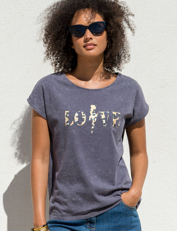 T-shirt manches courtes,  imprimé (anthracite)