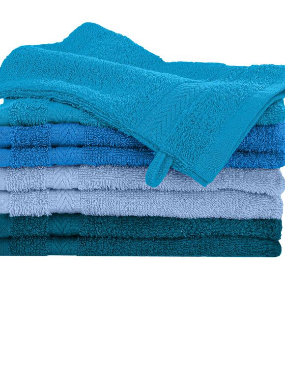 Gant de toilette coton camaïeu bleu - lot de 8 (camaieu bleu)