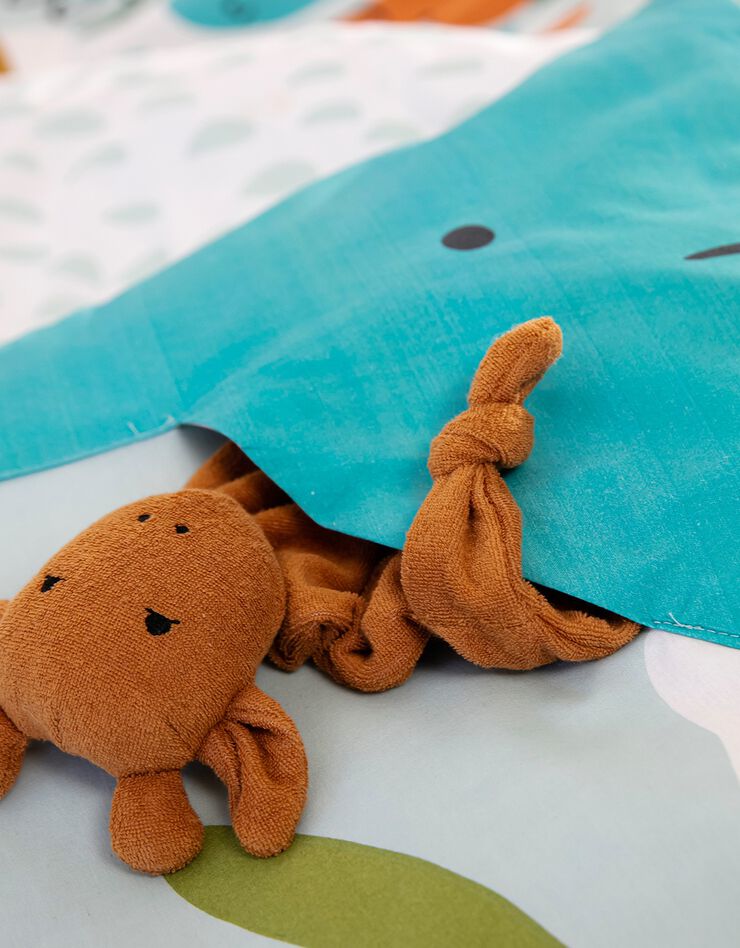Parure de lit Dinosaure relief - coton (bleu)