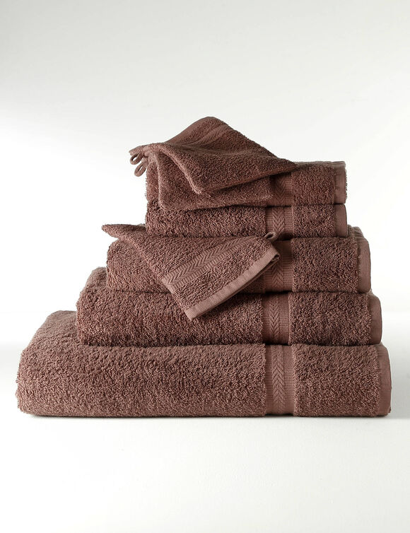 Collection serviettes de bain unies 420 g/m2 confort moelleux (chocolat)
