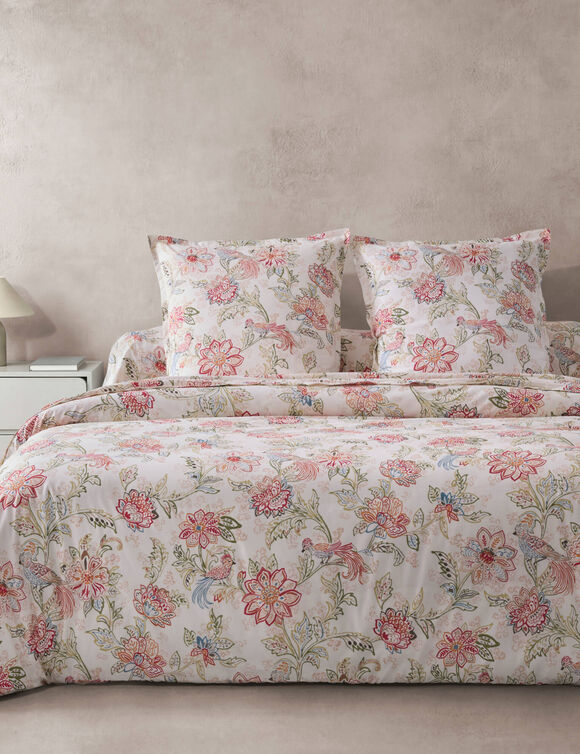 Linge de lit Jos&eacute;phine - percale de coton imprim&eacute;e 80 fils/cm&sup2; (rose)