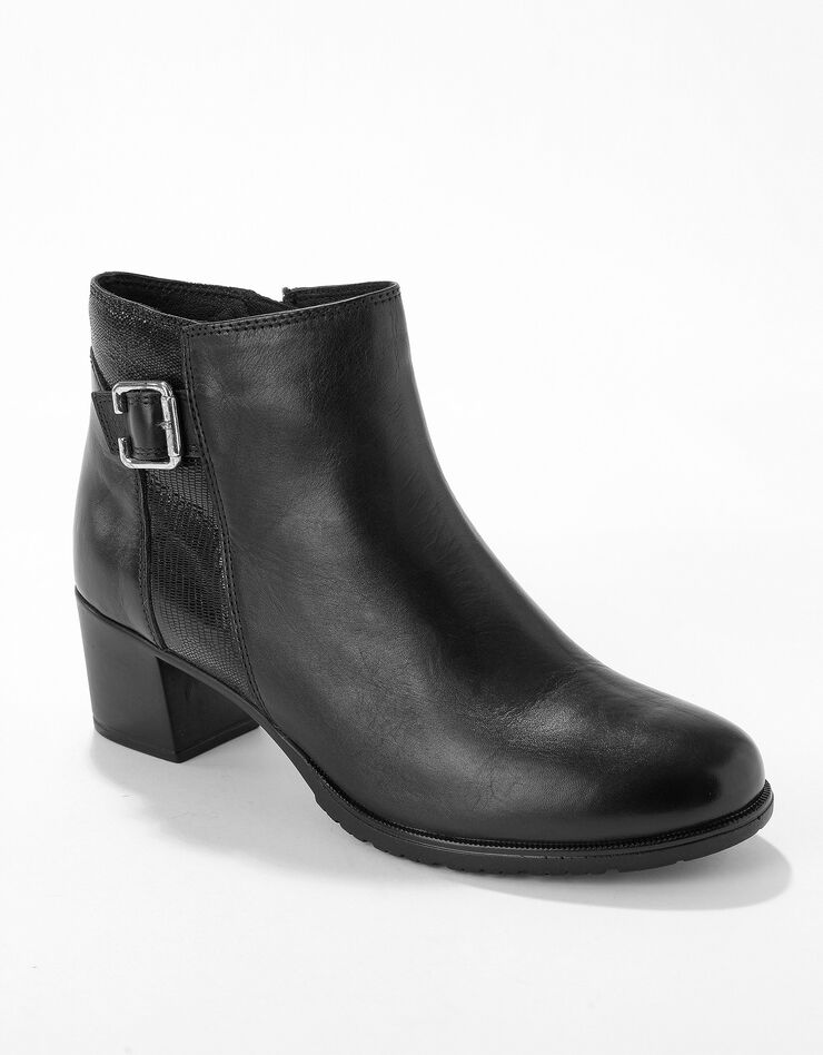 Boots cuir bi-matière certifié LWG à boucle (noir) Boots cuir bi-matière certifié LWG à boucle (noir)