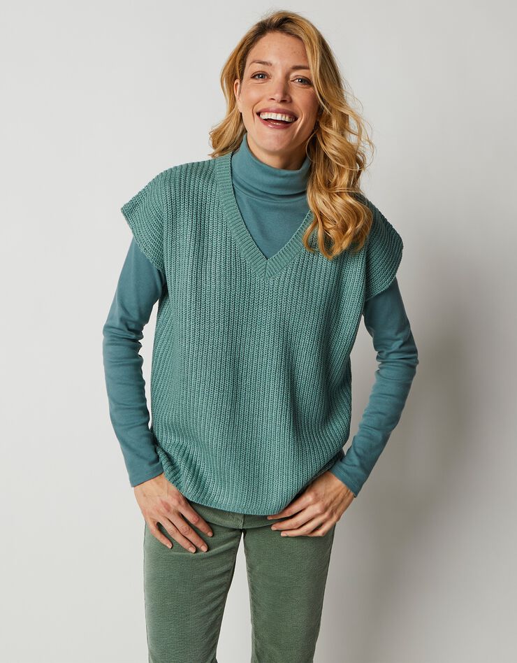 Pull col V manches courtes (vert jade) Pull col V manches courtes (vert jade)