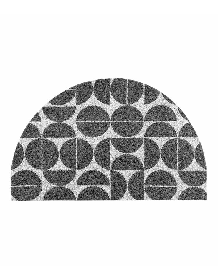 Tapis d'entrée demi lune, motif géométrique (noir / blanc)